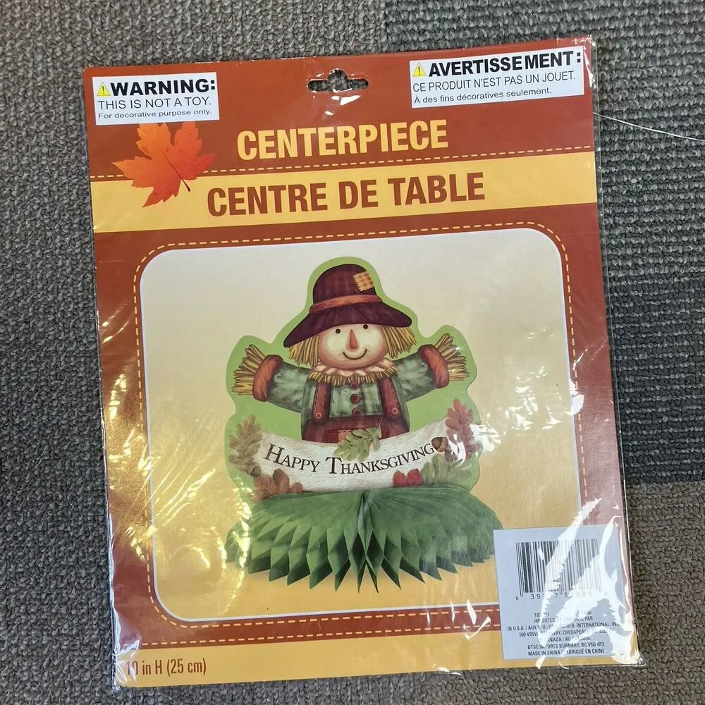 Thanksgiving Decorations Centerpieces Lot Of 4 Turkey Scarecrow Cornucopia